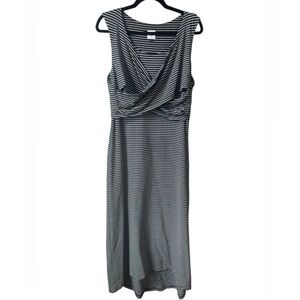 Cabi Nautical Blue White Striped Launch Sleeveless Crossover Midi Maxi Dress